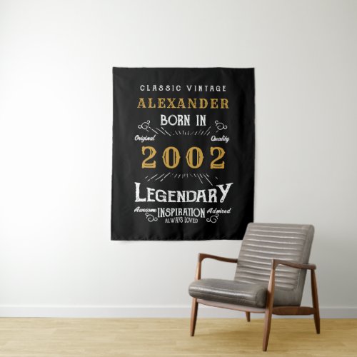 Personalized 21st Birthday 2002 Add Name Legendary Tapestry
