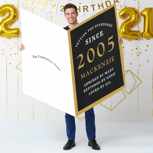 Personalized 21st Birthday 2005 Black Gold Huge