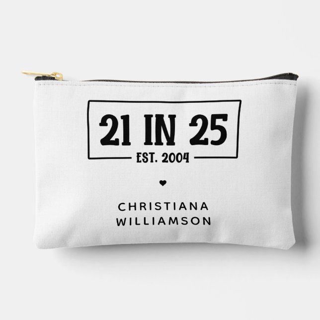 Personalized 21st Birthday 21 IN 25 Est 2004 Accessory Pouch (Front)