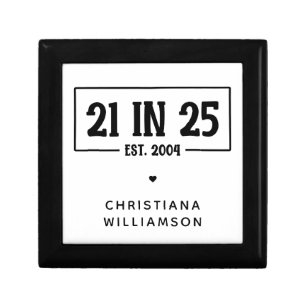 Personalized 21st Birthday 21 IN 25 Est 2004 Gift Box