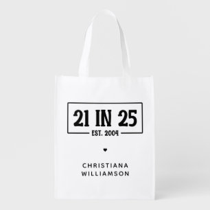 Personalized 21st Birthday 21 IN 25 Est 2004 Grocery Bag