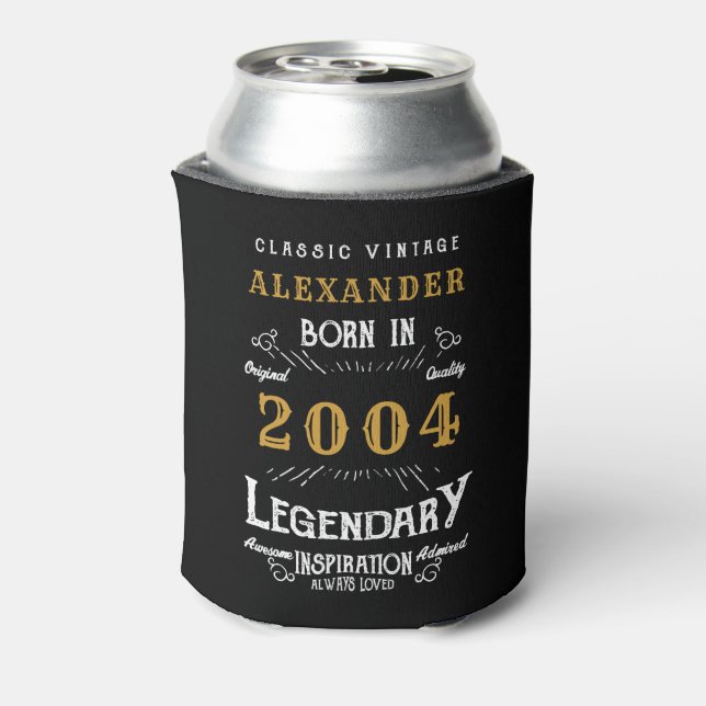 Personalized 21st Birthday Add Name Year Legendary Can Cooler (Can Back)