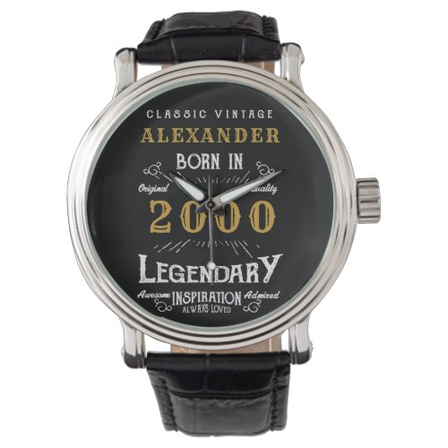 Personalized 21st Birthday Born 2000 Vintage Black Watch