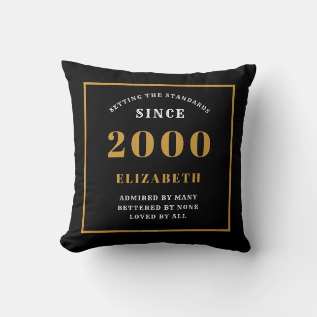 Personalized 21st Birthday Elegant Chic Black Throw Pillow (Front)