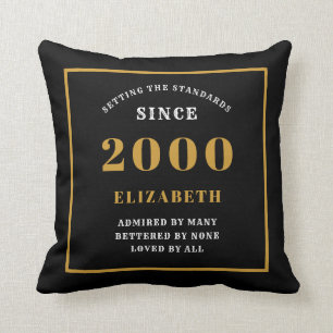 Personalized 21st Birthday Elegant Chic Black Throw Pillow