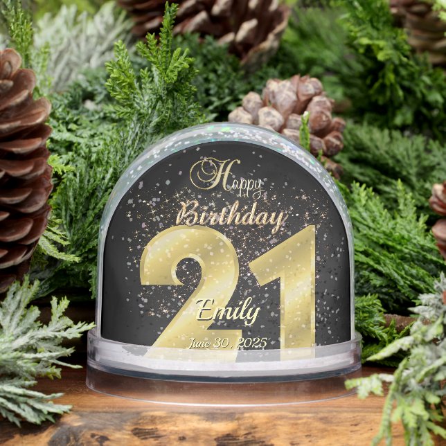 Personalized 21st Birthday Gift Snow Globe  (Winter)