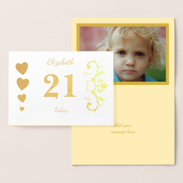 Personalized 21st Birthday Gold Foil Card (Display)