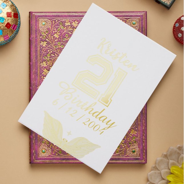 Personalized 21st Birthday gold typography  Foil Guest Book (Creator Uploaded)
