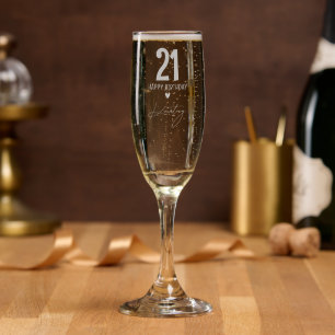 Personalized 21st Birthday Keepsake Gift Champagne Flute