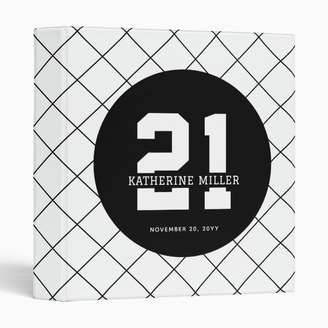 Personalized 21st Birthday Modern and Elegant   3 Ring Binder (Front/Spine)