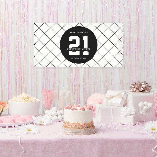 Personalized 21st Birthday Modern and Elegant   Banner (Party)
