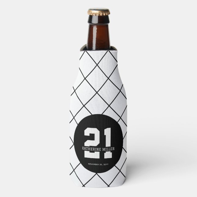 Personalized 21st Birthday Modern and Elegant   Bottle Cooler (Bottle Front)