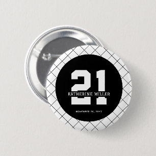 Personalized 21st Birthday Modern and Elegant Button