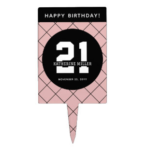 Personalized 21st Birthday Modern and Elegant Cake Topper