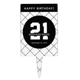 Personalized 21st Birthday Modern and Elegant   Cake Topper