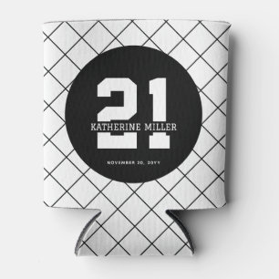 Personalized 21st Birthday Modern and Elegant Can Cooler