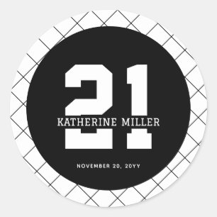 Personalized 21st Birthday Modern and Elegant Classic Round Sticker