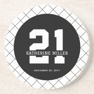 Personalized 21st Birthday Modern and Elegant Coaster