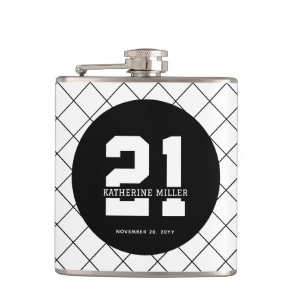 Personalized 21st Birthday Modern and Elegant   Flask