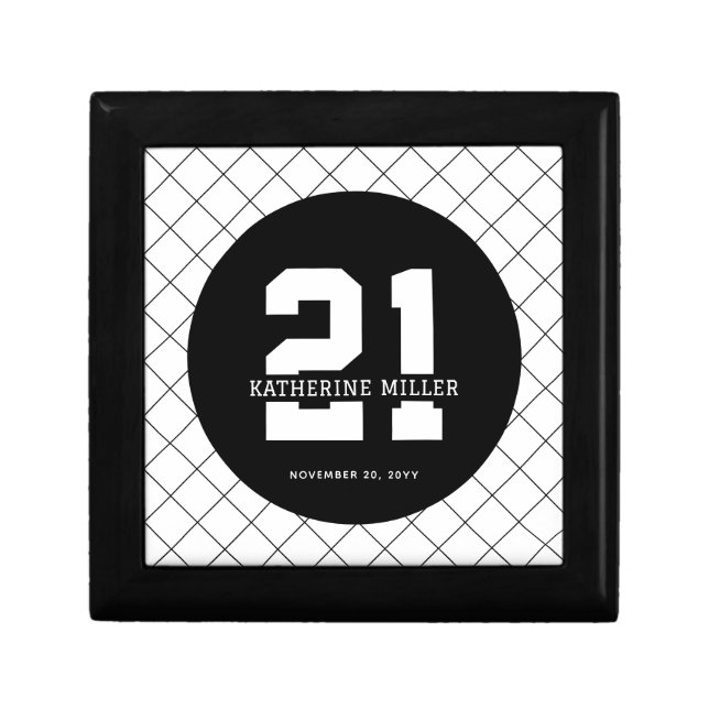 Personalized 21st Birthday Modern and Elegant   Gift Box (Front)