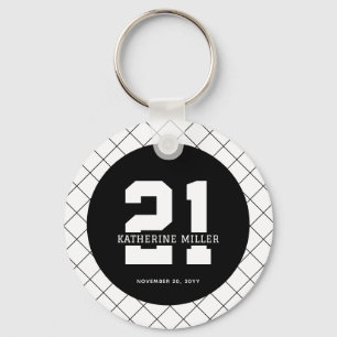 Personalized 21st Birthday Modern and Elegant Keychain