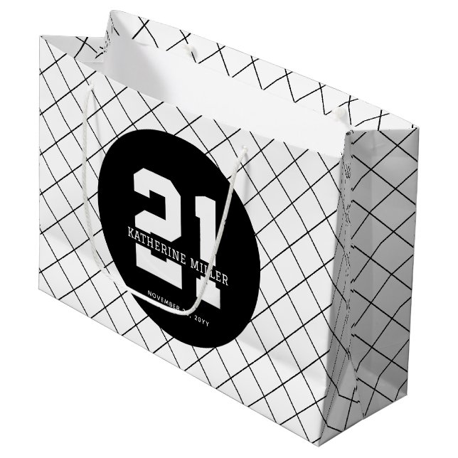 Personalized 21st Birthday Modern and Elegant   Large Gift Bag (Front Angled)
