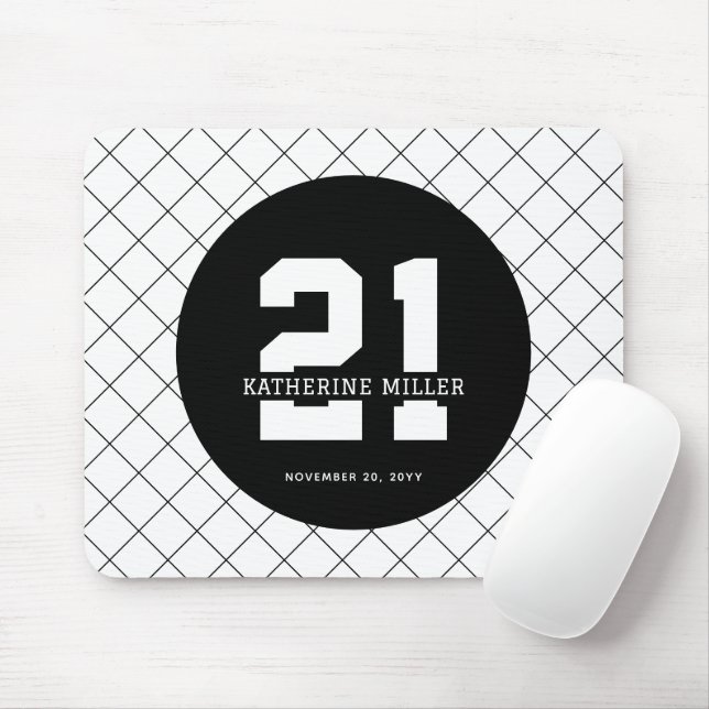Personalized 21st Birthday Modern and Elegant   Mouse Pad (With Mouse)