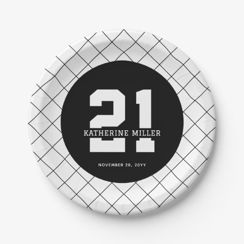 Personalized 21st Birthday Modern and Elegant   Paper Plates