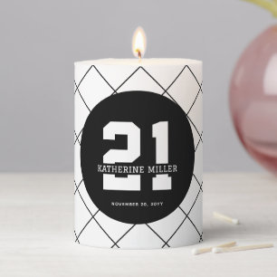 Personalized 21st Birthday Modern and Elegant Pillar Candle