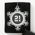 Personalized 21st Birthday Modern and Elegant   Snowflake Pewter Christmas Ornament<br><div class="desc">Personalized 21st Birthday Modern and Elegant Gifts</div>