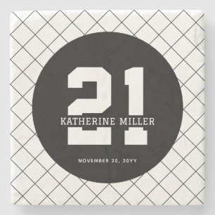 Personalized 21st Birthday Modern and Elegant   Stone Coaster