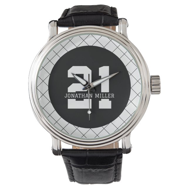 Personalized 21st Birthday Modern and Elegant   Watch (Front)