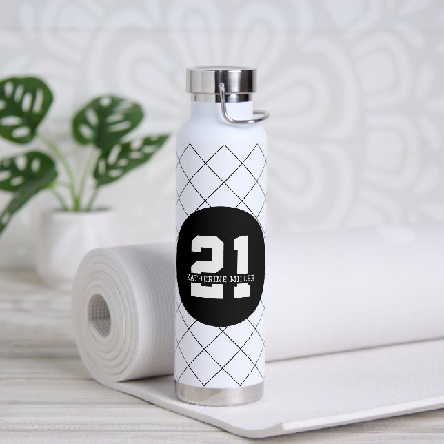 Personalized 21st Birthday Modern and Elegant   Water Bottle (Yoga)