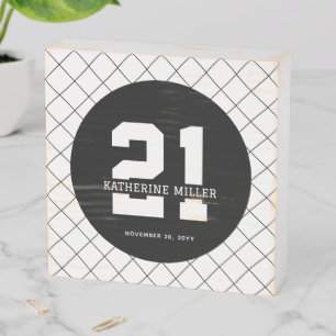 Personalized 21st Birthday Modern and Elegant   Wooden Box Sign