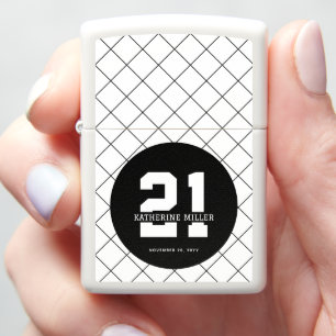 Personalized 21st Birthday Modern and Elegant Zippo Lighter