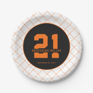 Personalized 21st Birthday Modern Orange Paper Plates