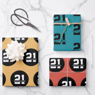 Personalized 21st Birthday Modern Retro Wrapping Paper Sheets