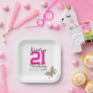 Personalized 21st Birthday Napkin Birthday Paper Plates