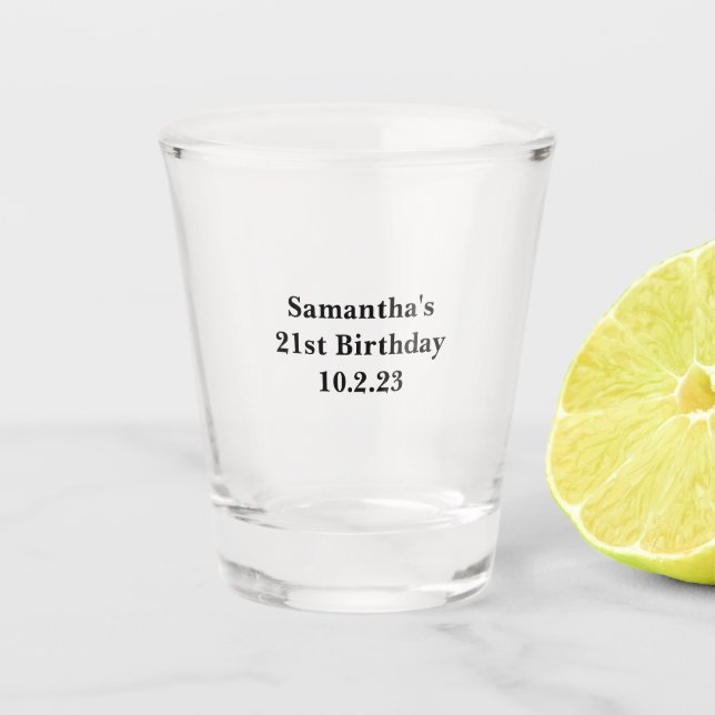 Personalized 21st Birthday Shot Glass (Front)