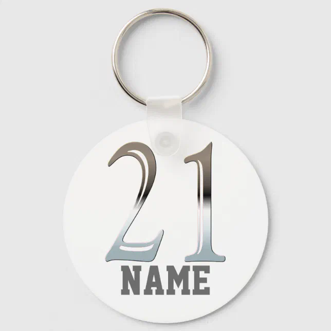 Personalized 21st Birthday Silver | Number 21 Keychain | Zazzle