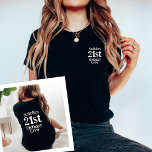 Personalized 21st Birthday Squad Custom Name Age T-Shirt<br><div class="desc">Introducing our Personalized 21st Birthday Squad Custom Name Age T-Shirt, the ultimate statement piece for your milestone celebration. Featuring a sleek design and crafted for comfort, this shirt is perfect for your birthday squad festivities. With customizable options including your name and age, this shirt ensures that you stand out as...</div>