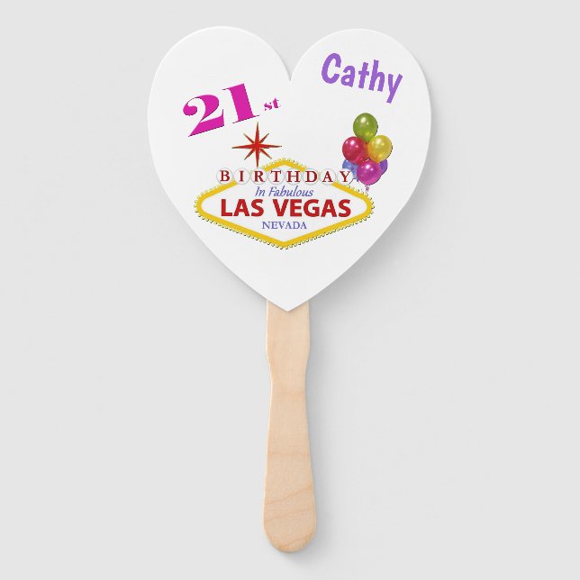 Personalized 21st Las Vegas Birthday Set of Fans (Front)