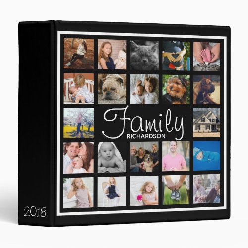 Personalized 22 Family Square Photo Collage 3 Ring Binder