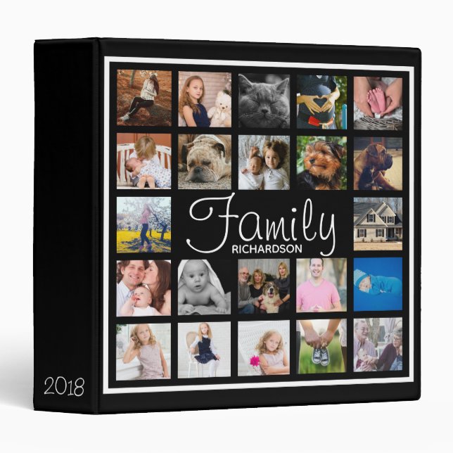 Personalized 22 Family Square Photo Collage 3 Ring Binder (Front/Spine)