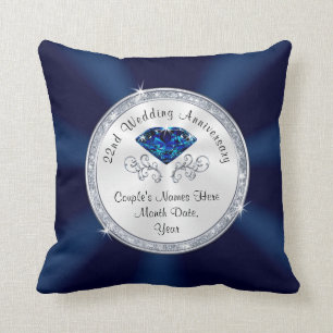 Personalized 22 Year Anniversary Gift, Navy Blue Throw Pillow