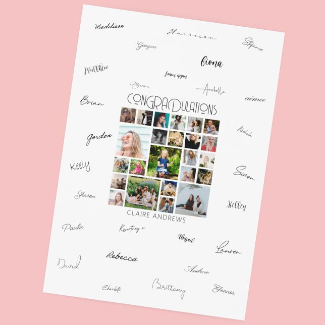 Personalized 24 Photo Collage Graduation Signature Poster (Creator Uploaded)