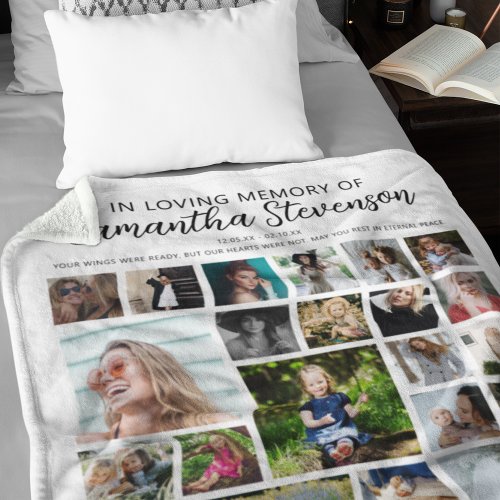 Personalized 24 Photo Collage Memorial Fleece Blanket