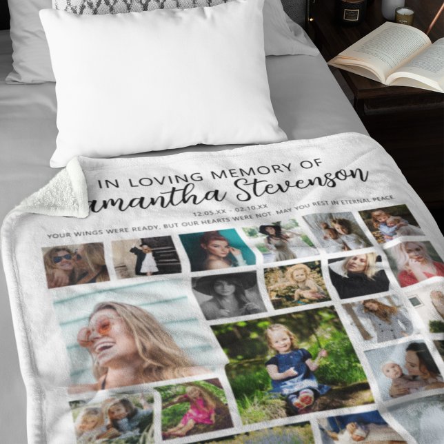 Personalized 24 Photo Collage Memorial Fleece Blanket (Creator Uploaded)