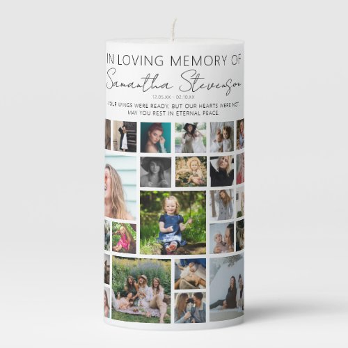 Personalized 24 Photo Collage Memorial Pillar Candle