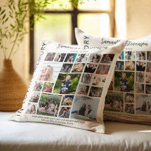 Personalized 24 Photo Collage Memorial Throw Pillow